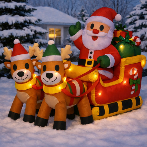 7ft inflatable santa - santa, sleigh